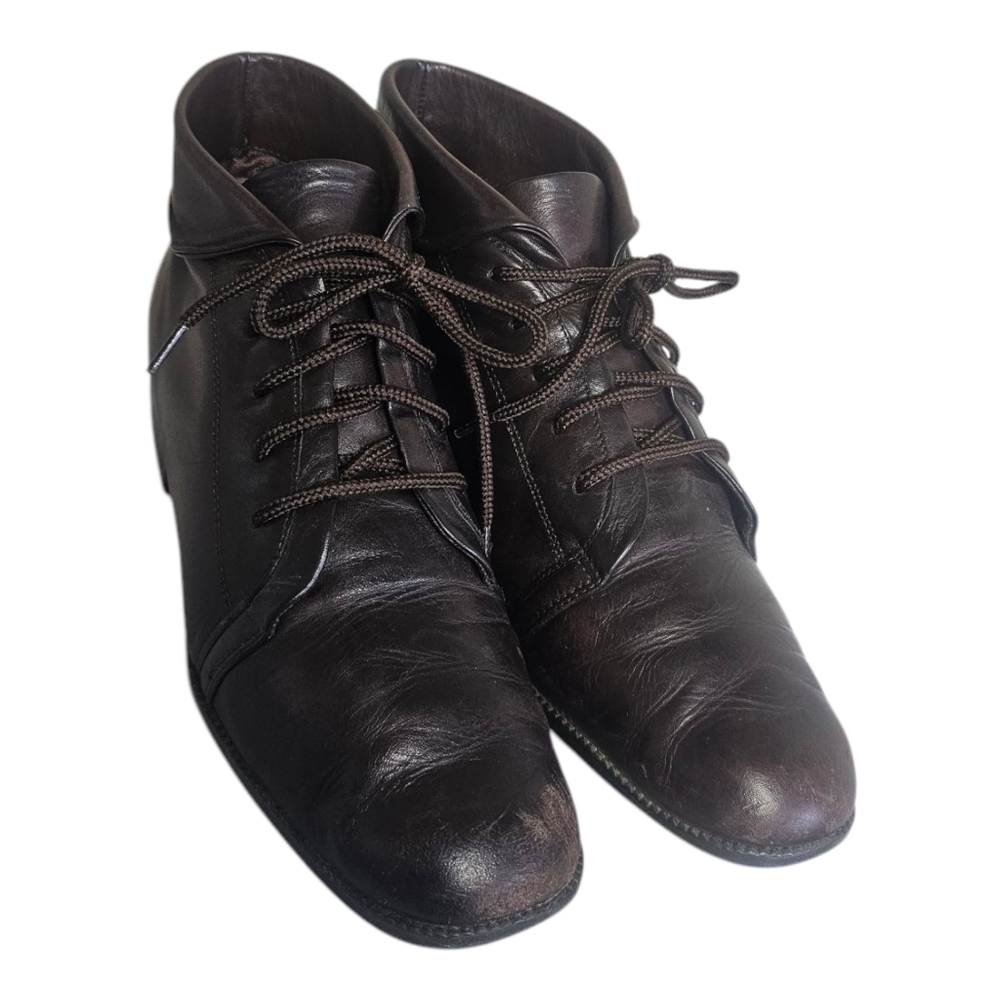 Cabin Creek Ankle Boots Brown Leather Lace Up Booties Size 10M